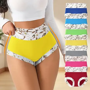 Hotcom Floral Print High Waist Panties Pack Super Soft All Season Underwear for Women Comfortable Everyday Wear Mixed Color Lingerie Fashion - Womenswear
