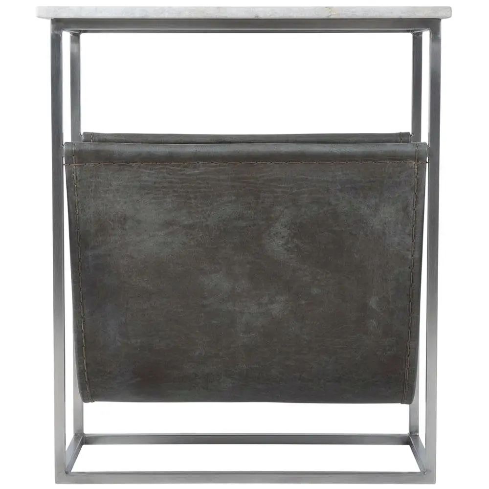 Modern Magazine Table with Marble Top, Metal Accent Side Table for Living Room