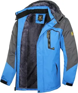 Men's Waterproof Ski Jacket Winter Warm Fleece Snow Coat Windproof Mountain Raincoat Snowboarding Hooded Jackets for Mens Water-Resistant Breathable Rain Jackets