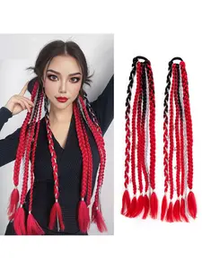 2 Pack Boxing Braids Ponytail Wigs, Fishbone Braid Triple Strand Long Ponytail, 22 Inch Handmade Synthetic Fiber Hair Extensions for Women