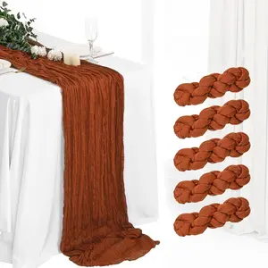 5 Pack Cheesecloth Table Runner 10Ft Boho Gauze Table Runner Cheese Cloth Long Rustic Sheer Table Runner for Wedding Bridal Baby Shower Birthday Party Cake Table Arbor Decorations (Terracotta)
