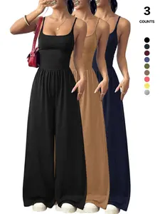 Summer Women's Thin Strap Sleeveless Romper Set, Sexy Slim Fit One-Piece Design, Pure Color Minimalist Style, Perfect for Daily Casual Wear