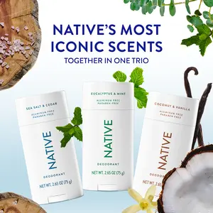 NATIVE Deodorant Stick Discovery 3-Pack - Aluminum-Free, 72-Hour Odor Protection, Natural Ingredients, Paraben-Free, Phthalate-Free, Sulfate-Free