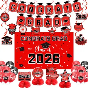 Graduation Decorations 2026 Orange Themed Set - Congrats Grad Banner, Class of 2026 Backdrop, Balloons & Streamers Kit - Complete Party Supplies for High School & College Celebrations