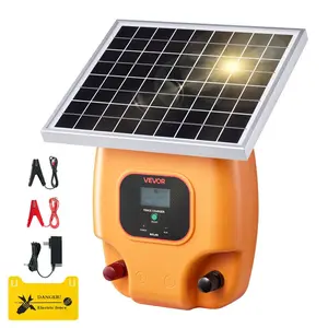 fathersdaygift VEVOR Solar Fence Charger, 1J 10kV Solar Powered Fence Charger, 1.86 Miles Range, Electric Fence Energizer Kit, Keep Out Predators, 3 Days Runtime, for Livestock, Poultry, Garden Protection