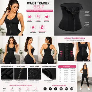 High Compression Waist Trainer  Instant Slimming Body Shaper with Double Closure and Zipper