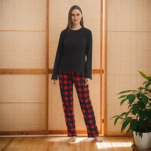 Women's Buffalo Plaid Pajama Set 2 Piece Fleece Sleepwear Long Sleeve Christmas Pajamas Ultra-Soft Loungewear for Home Winter