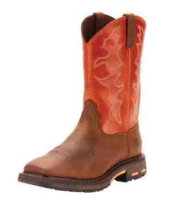 Ariat Mens WorkHog Wide Square Toe Work Boot Dark Earth with ATS Max Technology & U-Turn Entry System for Comfort and Durability