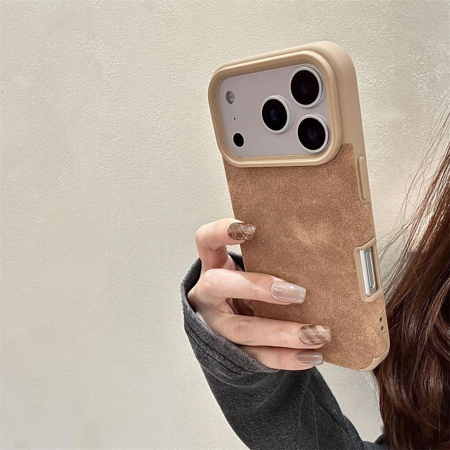 Luxury Suede Leather Phone Case for iPhone 17 16 15 14 13 12 11 X Pro/Pro Max/Plus/Air, Heavy Duty Camera Protection Shockproof Soft TPU Bumper Anti-Scratch Stain Resistant Protective Cover for Men Women Perfect Gift for Her/Him