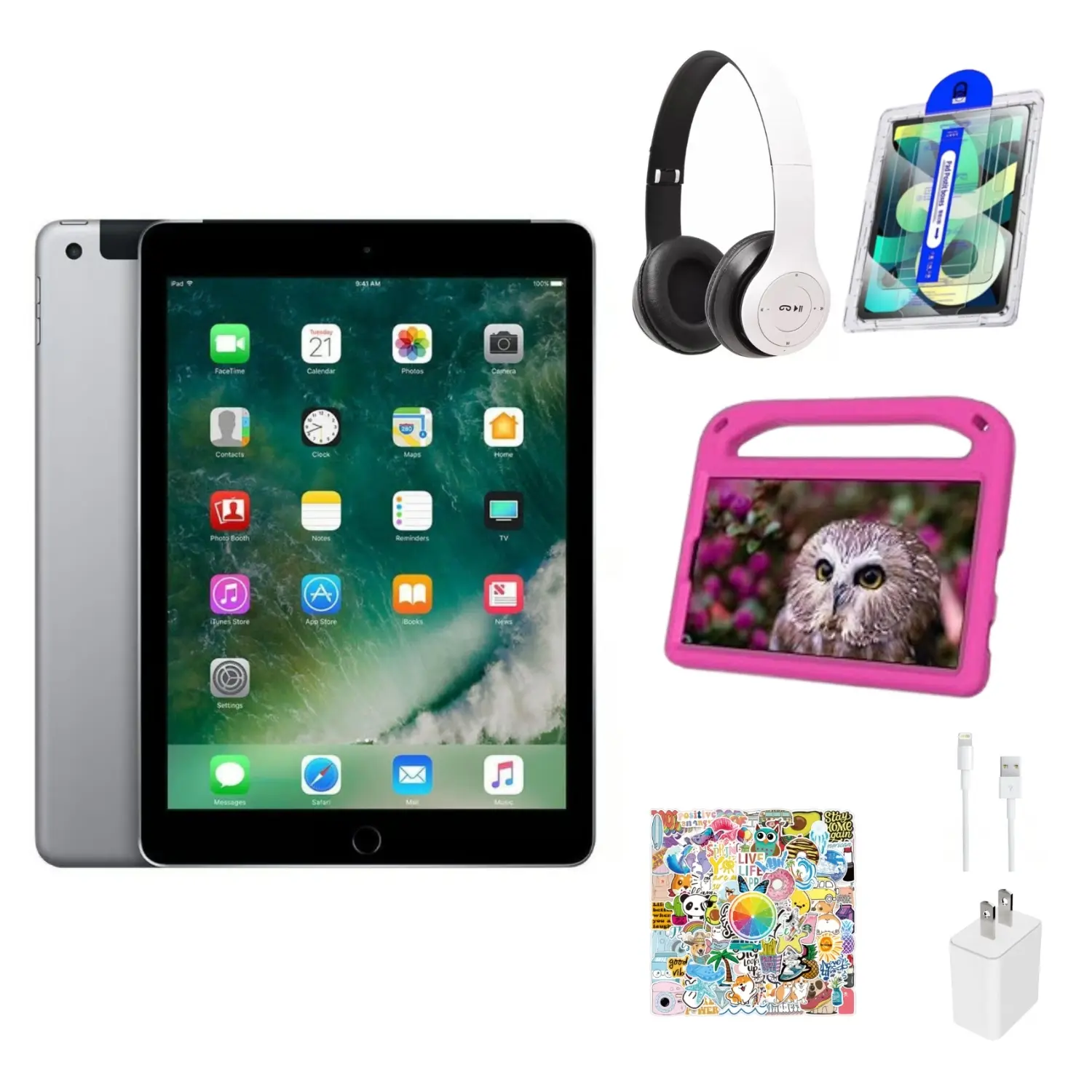 Refurbished Apple iPad 5th Gen Wi-Fi 9.7" Retina Display 32GB Space Gray 2017 with A9 Chip & Accessory Bundle | (Eco-Friendly Condition)