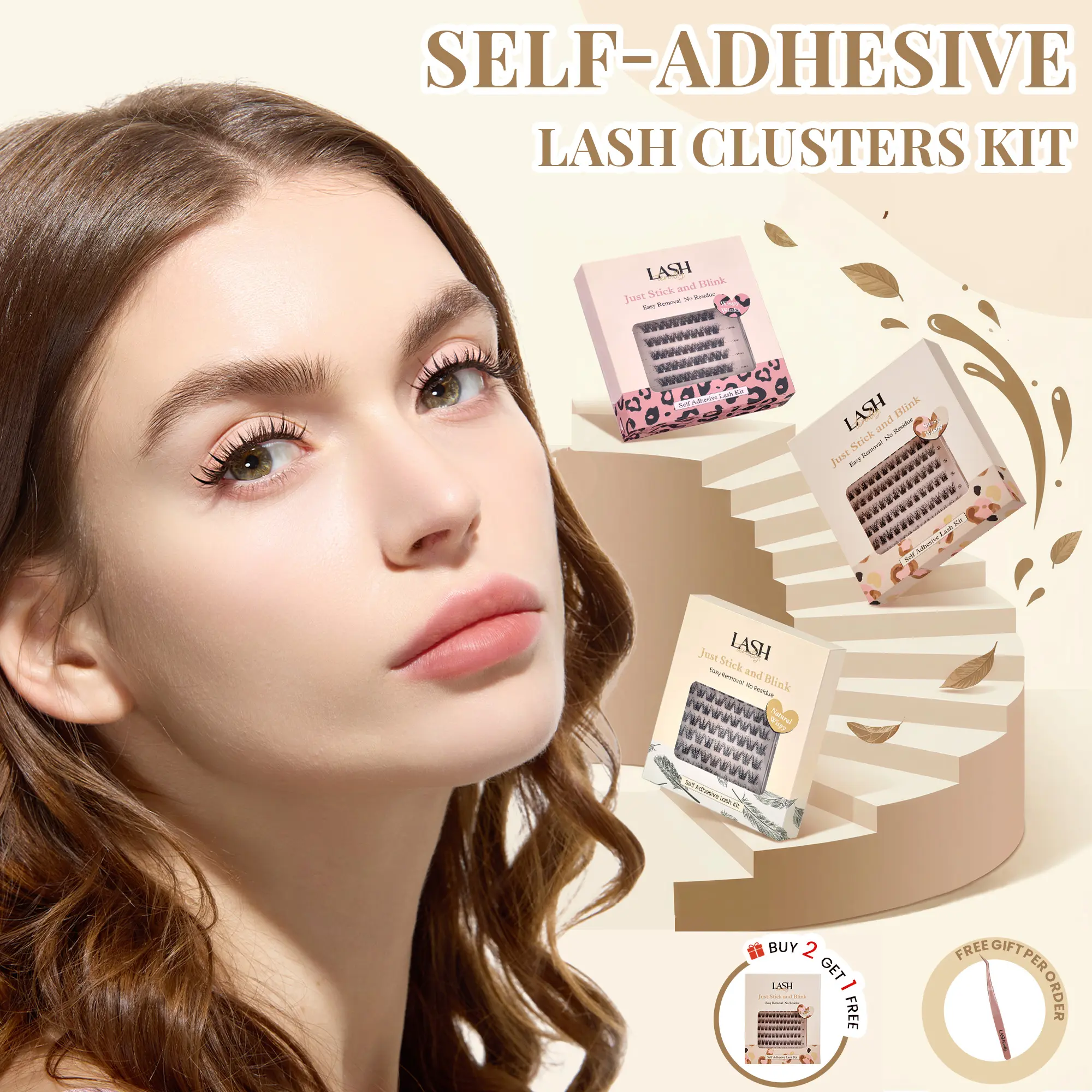 3 Pcs Pack | Buy 2 Get 1 Free Bundle Lashterally Self-Adhesive Lash Clusters, Beginner-Friendly DIY Eyelash Extensions Kit for a Natural Look, D Curl Wispy False Eyelashes, 24+ Hour Hold, Reusable, 10-14mm Mixed Lengths, 90 Pcs, Nature, Flawless, Lightwei