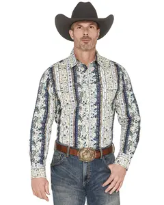 Wrangler Men's Retro Premium Paisley Striped Long Sleeve Snap Western Shirt - 112378799