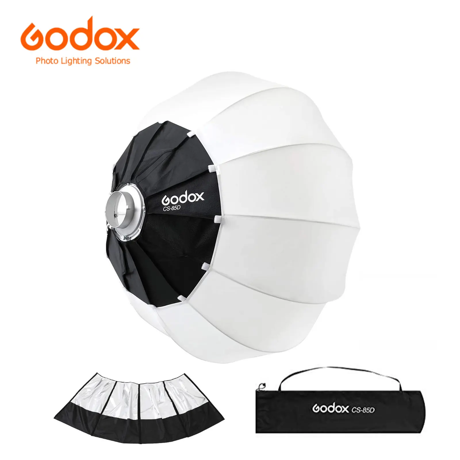 Godox CS-85D 85cm Lantern Shape Fabric Softbox - Soft Light Omnidirectional Lighting Modifier for Photographers, Bowens Mount Studio Flash/LED Video Light, Reflective Shading Skirt, 1 Godox Carry Bag, Fast Set-Up Diffuser
