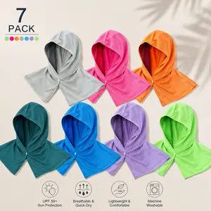 7-Pack Cooling Sun Protection Shawls – Lightweight Breathable UPF 50+ Summer Beach Capes, Quick-Dry Magic Head Scarves