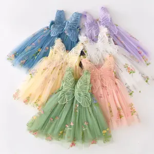 Baby Girls Dress for Flower Butterfly Embroidery Sleeveless Princess Dress 1-5 Years Toddler Kids Birthday Baptism Clothes Cute Summer Dress