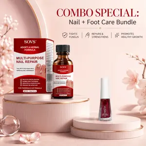 SOVS Multi-Purpose Nail Repair 30ml + Cherry Red Nail Polish Set | Smooths, Strengthens & Enhances Nail Appearance for Hands & Feet