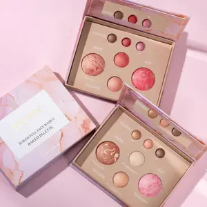 Julystar All-in-One Baked Palette, Eyeshadow Blush Bronzer Highlighter, Silky Long Lasting, Portable Daily Glow, Handcrafted Baking Process, Pink Peach Smooth, Makeup Cosmetic