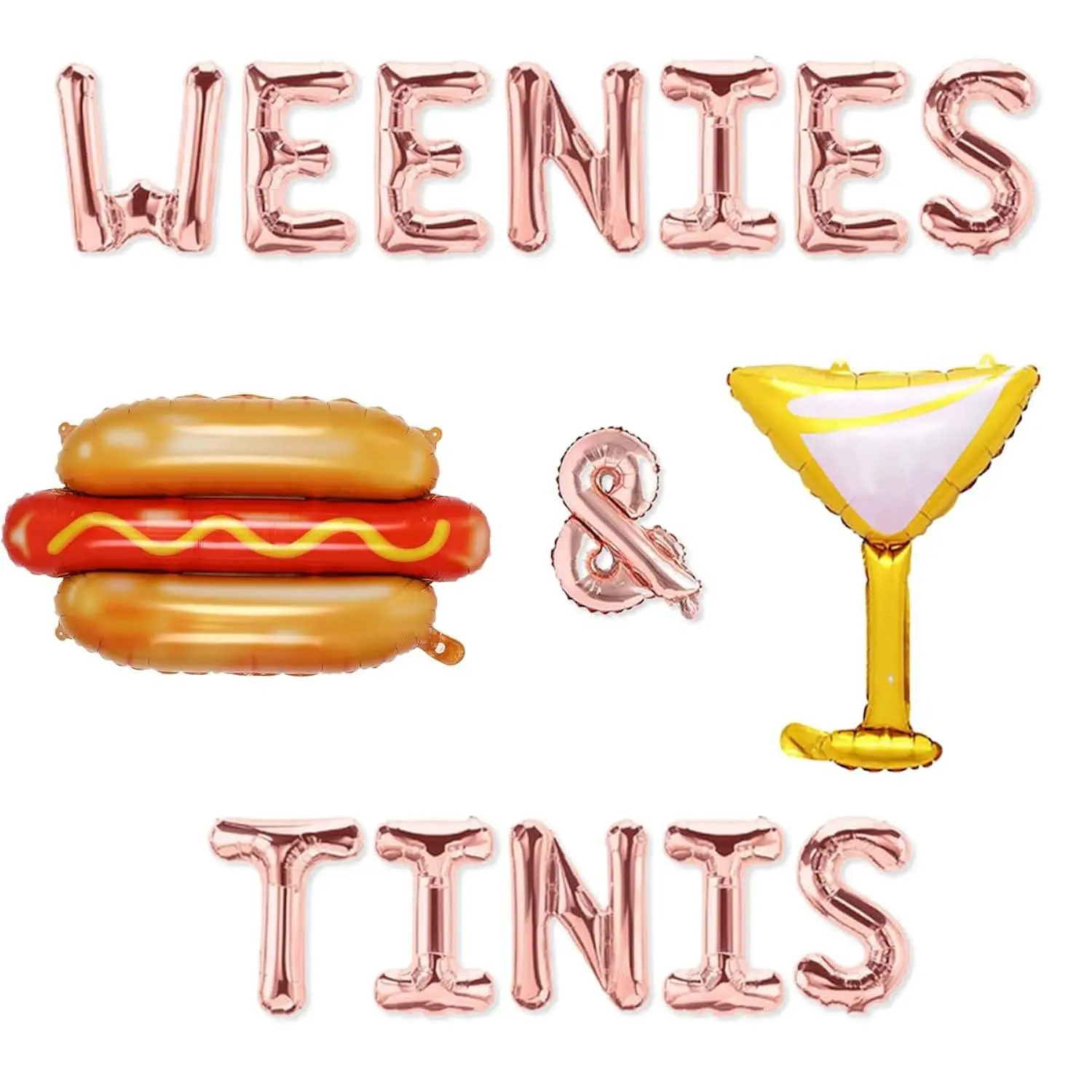 Weenies & Tinis Balloon Banner Hot Dog Martini Glass Balloon For Martini Bachelorette Party Martini Birthday Party Decorations