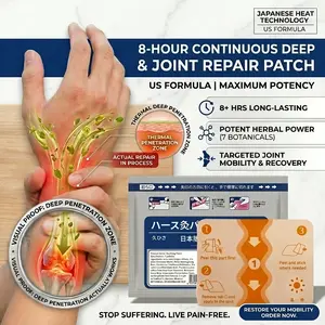 8-Hour Deep Heat Joint Soothing Patch: Japanese Strength Discomfort Relief - Natural Muscle Recovery Care for Back, Knee & Shoulder (7 Patches/Bag)