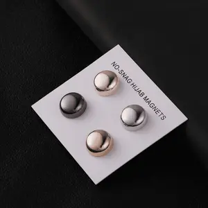 Magnetic Hijab Pins - Set of 4 Pairs Gold, Silver, Rose Gold, Metallic Black