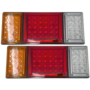60 LED Truck Rectangle 3 Color Tail Light Bar Waterproof 12V 12"x5" for RV Camper UTV Vans Universal Fit Bright LED Safety Lights