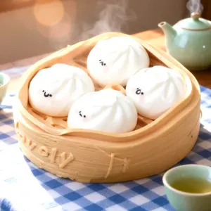 Pawtoto A Basket of Bao Squishy Toy Handmade Food Grade Silicon Creamy Clay Feel Soft Quick Rebound Perfect Gift