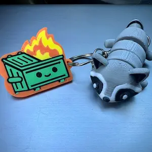 Raccoon/Dumpster Fire Keychain - Perfect for Keys and Accessories