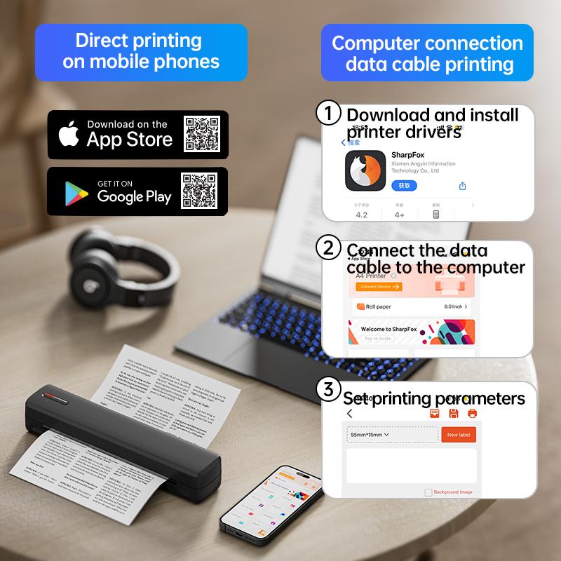 Tattoo Template Printer Thermal Printer DIY Tattoo, Wireless Mini Tattoo Transfer Printer, Compatible With Smartphones And IOS, Comes With 5 A4 Tattoo Papers, 5 Printing Papers, Perfect Holiday Gift