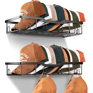Metal Hat Racks for Baseball Caps Wall Hat Organizer Fit 48 Caps Holder, 2 Packs Sturdy Wall Mounted Hat Storage Organizer, Black, :  D1,041,201 S