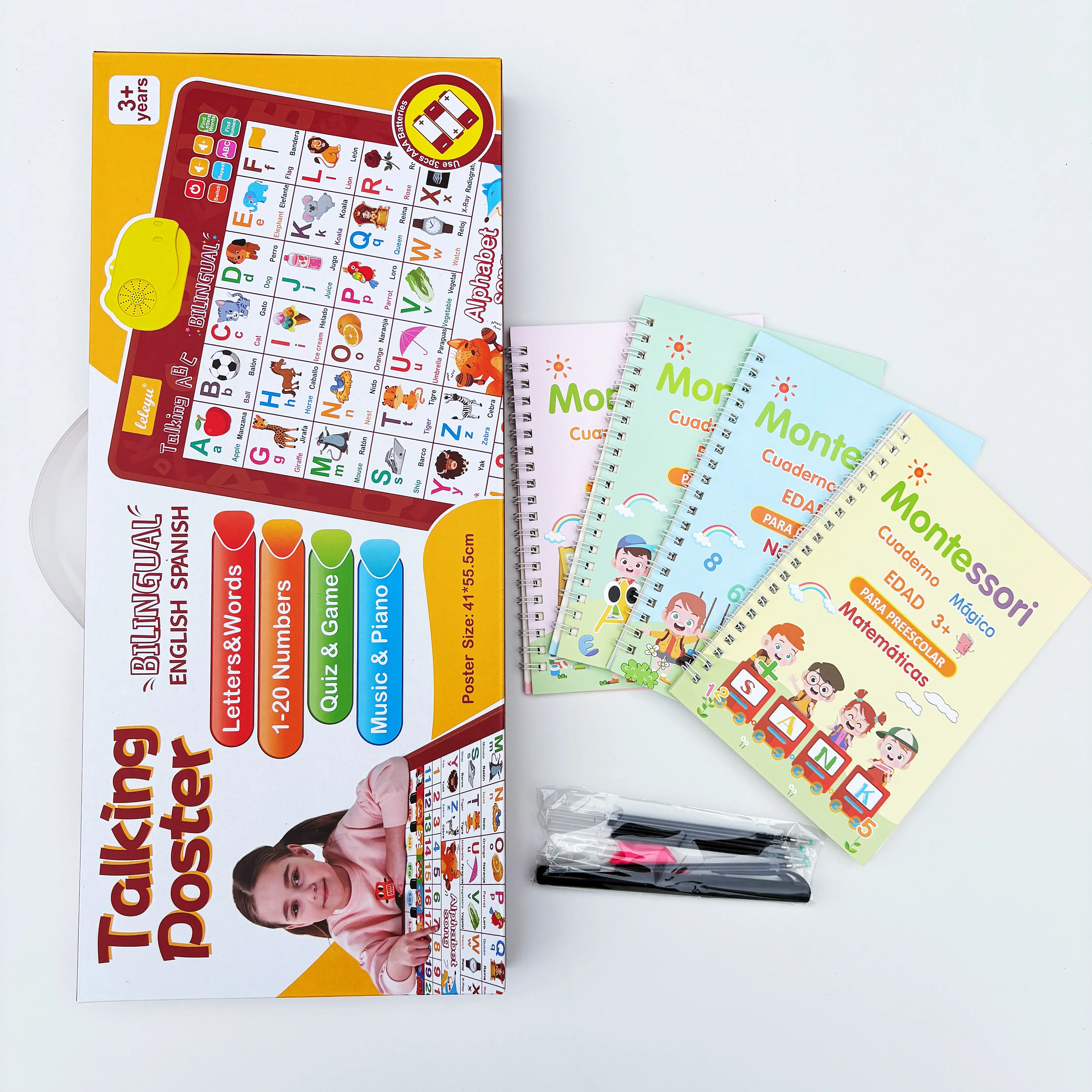 English-Spanish Alphabet-Red+4 Tracing Books