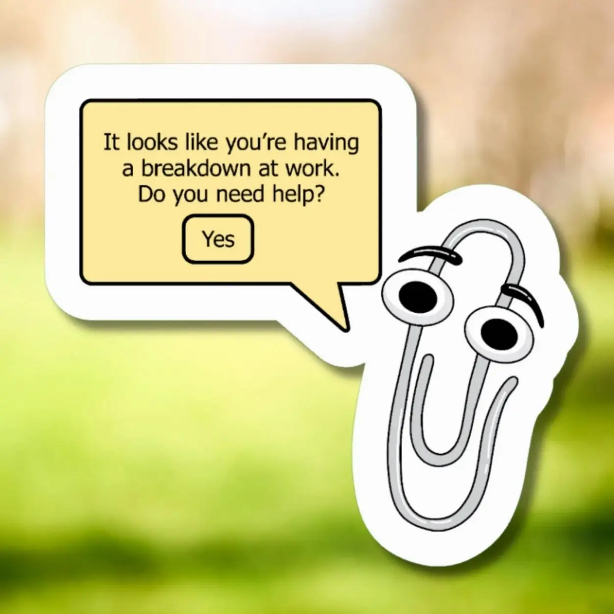 Funny Breakdown at Work Paperclip Sticker, Office Humor Decal - Work Stickers, Laptop Water Bottle Decal Sticker