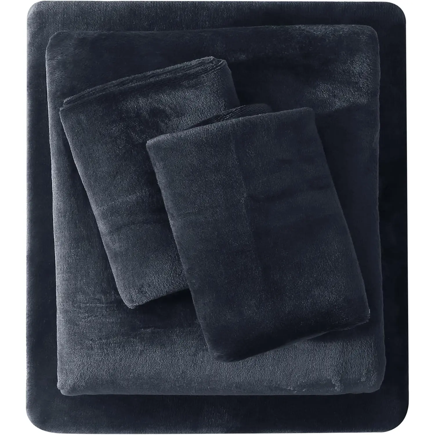 Viviland Gray Plush Microfleece Bed Sheet Set, Soft Warm Winter Bedding with 15-Inch Deep Pocket