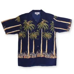 Aloha Shirts | Palms Navy - for Women & Men | Lightweight & Breathable Summer Beach Shirt for Casual & Vacation Style | Luau Party, Resort Wear & Everyday Streetwear | Perfect Gift for Him