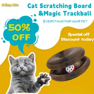 Foldable Magic Organ Cat Scratching Board, Durable Recyclable Cardboard Cat Scratcher Cat Bed Interactive Scratcher Cat Toy with Toy Ball Adventure The Ultimate Interactive Mental Physical Exercise for Indoor Cats Toy