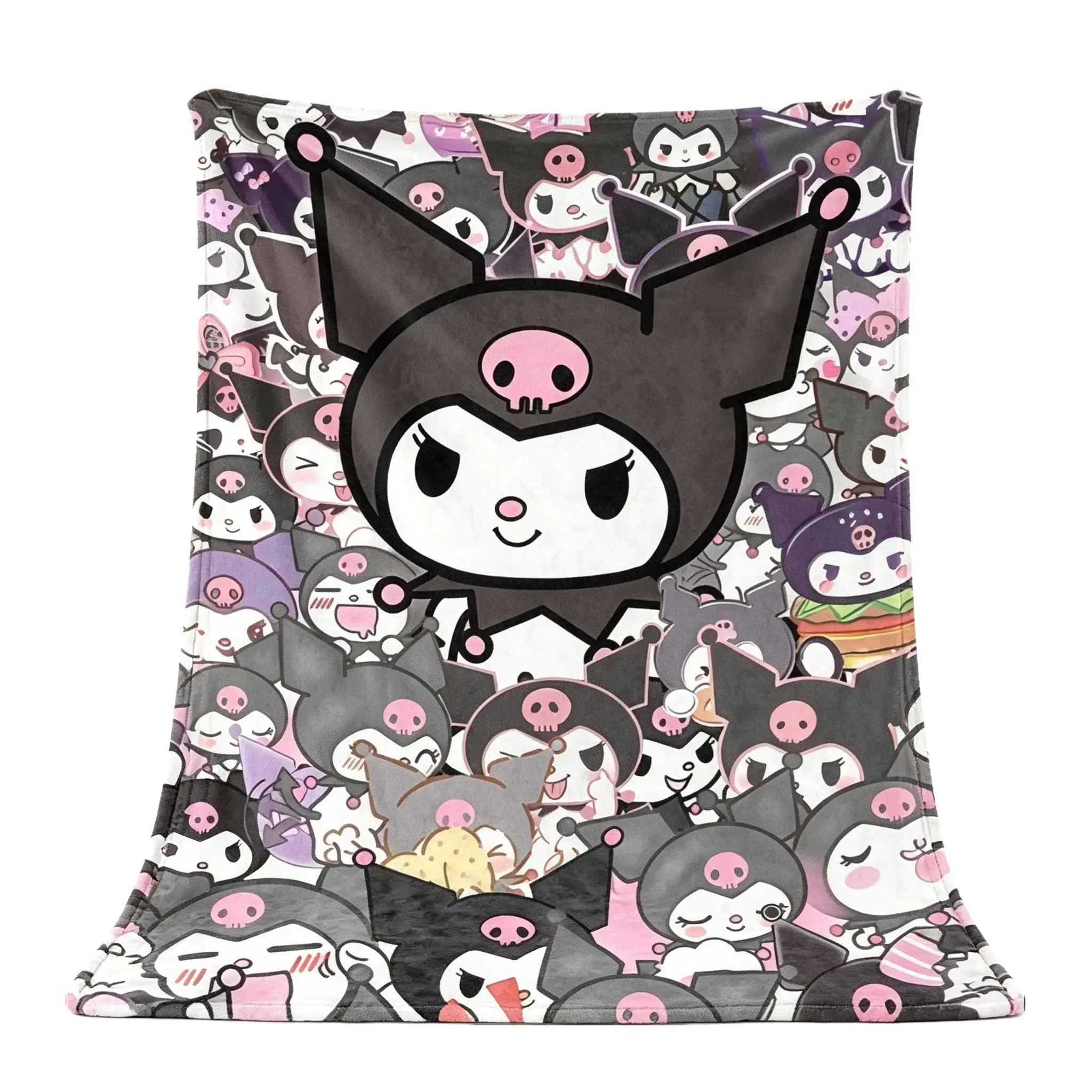 Sanrio Kuromi Throw Blanket, Soft Flannel Lightweight Printed Blanket for Sofa Couch Bedroom