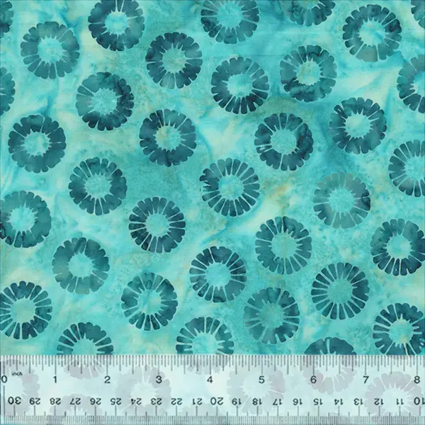 Fabric Anthology Robin's Egg Petal Wheels JDJ Lagoon Batiks by the Quarter Yard 3623Q-X
