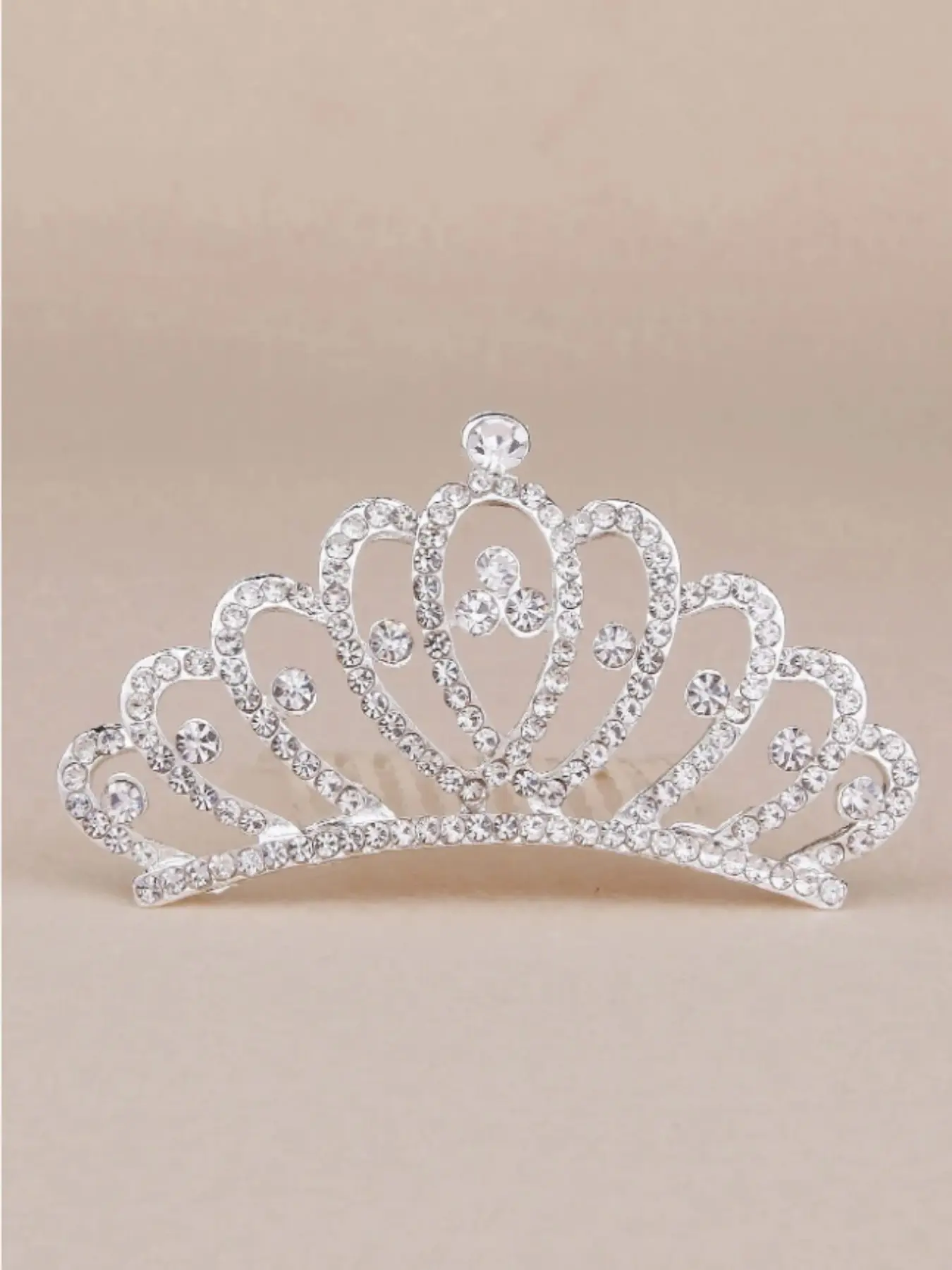 1 Piece Water Drill Crown Hair Comb Princess Style Silver Color Headpiece Wedding Birthday Party Daily Wear Accessory,
