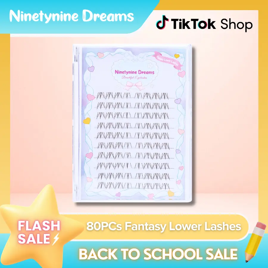 Ninetynine Dreams 80PCs Fantasy Lower Lashes | C Curl Ultra-Thin Band Lightweight 6–7mm Soft Comfortable Dramatic Bottom Lashes — Beginner Friendly Makeup Essential DIY Bottom False Eyelashes
