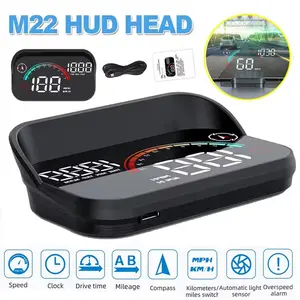 M22 Car Head-Up Display, Windshield Speedometer Projector, Digital GPS Speedometer, Speed and Overspeed Display, Front Screen for All Vehicles, Car Monitor