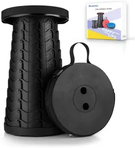 Upgraded Folding Stool Lightweight yet More Sturdy with Load Capacity 400Lbs Portable Collapsible Stool for Camping Fishing Hiking BBQ (Black) Boreeman