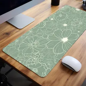 Floral Pattern Mouse Pad, 1 Count Rectangle Gaming Mouse Pad, Non-Slip Rubber Base Stitched Edge Desk Pad for Home Office, Desk Accessories