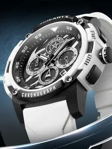 TIMEARTX Men's Quartz Watch, Luxury Date Sports Silicone Strap, Casual Fashion Quartz Movement Wristwatch, Stylish and Comfortable