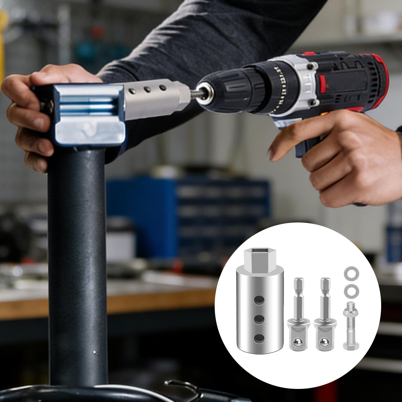 2-in-1 Trailer Jack Drill Adapter 1/2 to 1 Stainless Steel 26mm Axle Hole Heavy Duty Corrosion Resistant Tool for Trailer Maintenance