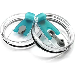 2-Pack Tumbler Flip Lid Plastic Cups, 20oz Water Bottle , Spill-Proof Travel Mugs (Blue, Flip)