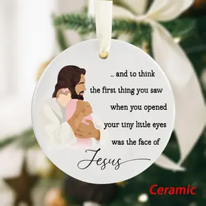 1pc Christian Gift Ceramic Nativity Christmas Gift, Perfect for New Baby and Newlywed Couples, Ideal New Home Warming and Christmas Tree Hanging Decoration