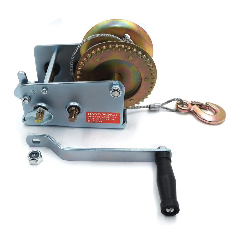 2000Lbs Dual Gear Hand Winch Towing Boat Trailer w/ 33FT Steel Cable Hand Crank
