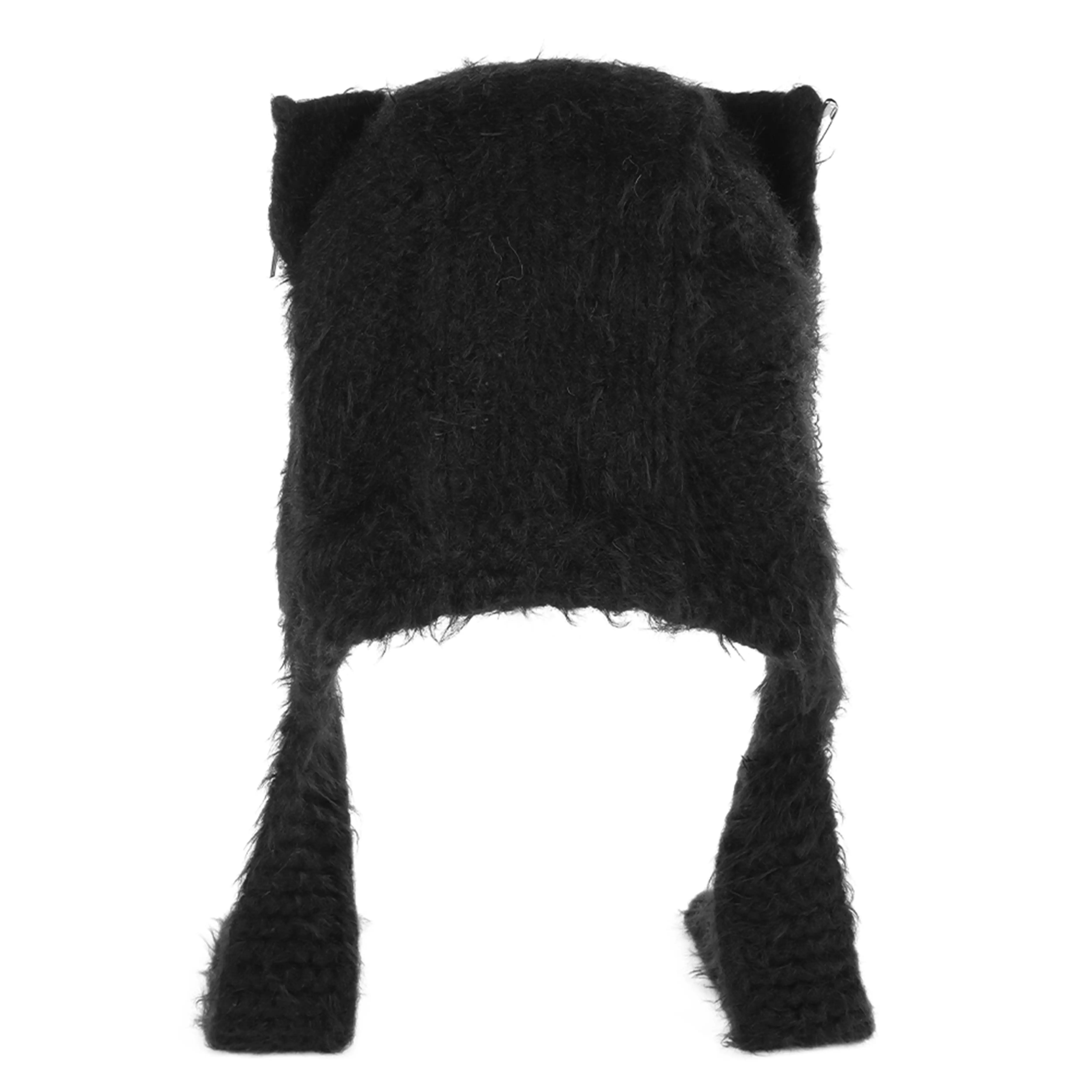 Women's Winter Punk Beanie - Gothic Harajuku Knit Hat with Faux Fur Trim & Chain Decor