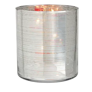 Silver Bands Hurricane Candle Holder