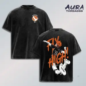 Hinata Shoyo Haikyuu Washed Graphic T-Shirt, Karasuno Volleyball Anime Tee, Oversized Streetwear Acid Wash Shirt, Retro Japanese Anime Cotton Tee, Cool Hinata Design Unisex Shirt, Haikyuu Fan Apparel