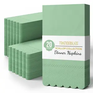 3 Ply Pistachio Green Scalloped Napkins - 13 in. x 15.7 in. - 20 Ct.